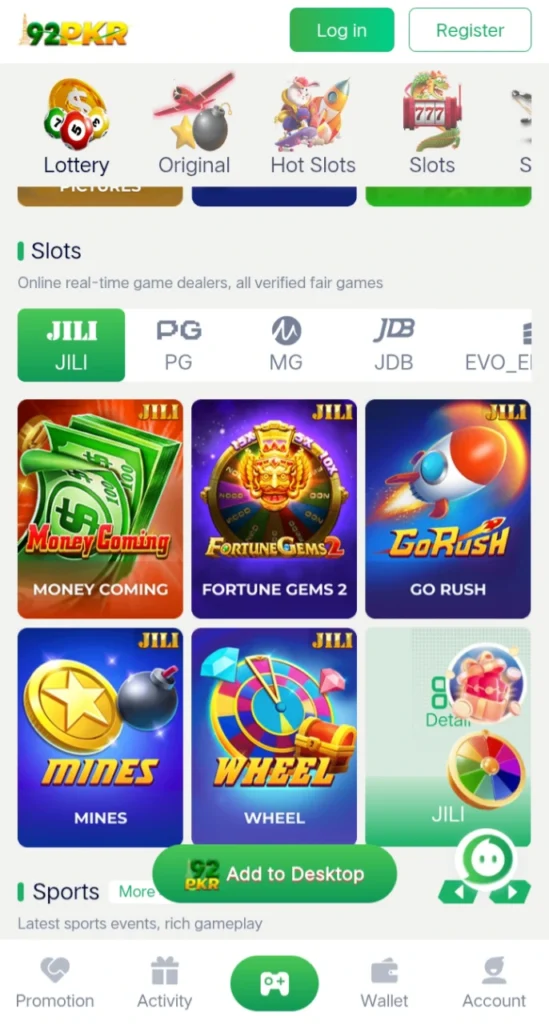 Screenshot of 92PKR Game