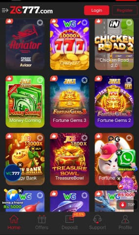 Screen shot of ZC777 Game, which shows available games inside this app.