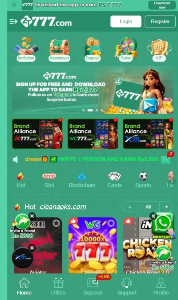 Screenshot of ZT777 Game which shows latest games.