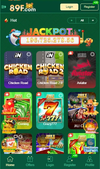 Screenshot of 89F game which shows exciting games.