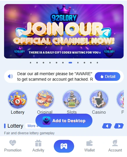 Screenshot of 92 Glory Game which shows high rated games.